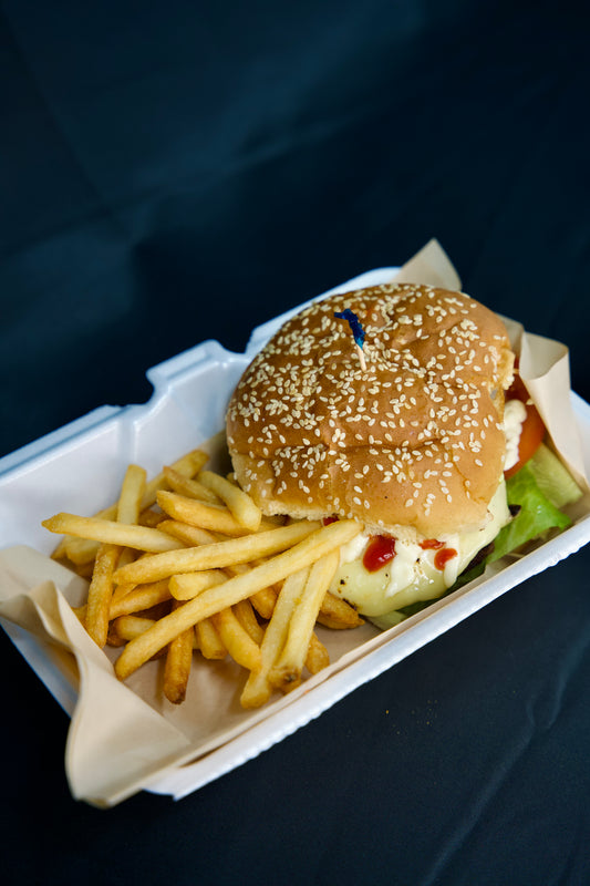 Burger (Chicken) + fries